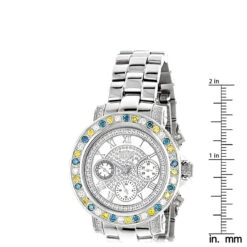 Luxurman Ladies White Yellow Blue Diamonds Watch 2.75ct -Luxurman luxurman watches ladies color diamond watch 275ct p 35269 ruler
