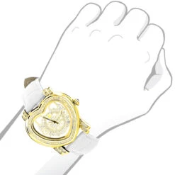 Luxurman Ladies Diamond Heart Watch 0.30ct Yellow Gold Plated -Luxurman luxurman watches ladies diamond heart watch 030ct yellow gold plated p 46683bod