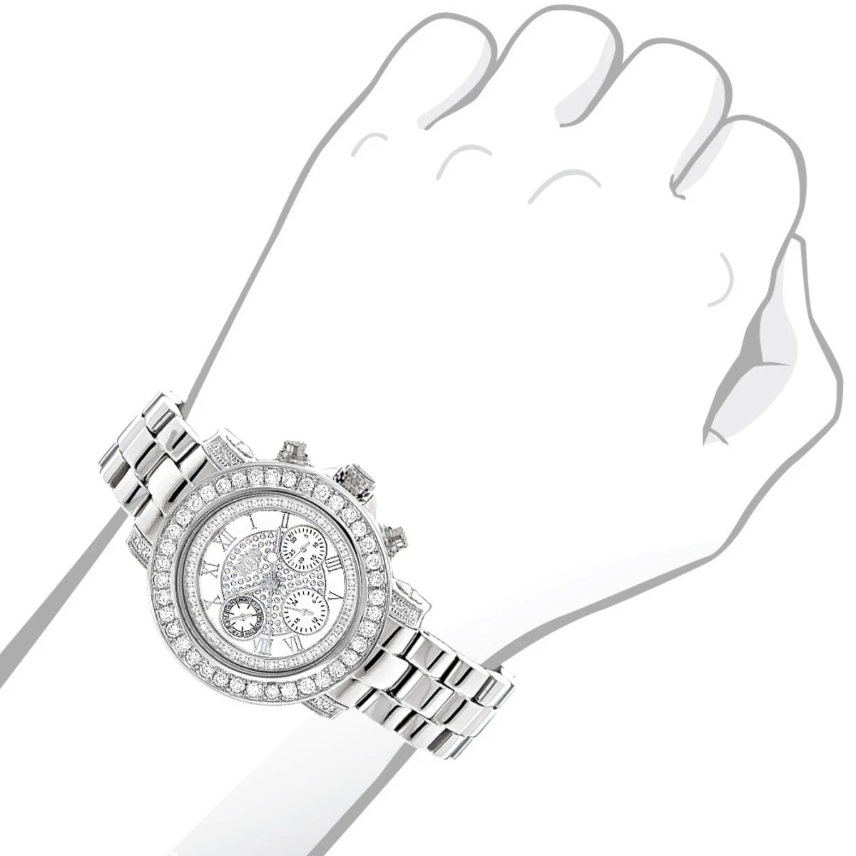 Luxurman Ladies Diamond Watch 3ct 3 Luxurman Ladies Diamond Watch 3ct - Image 3