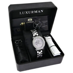 Luxurman Ladies Diamond Watch 3ct Pink -Luxurman luxurman watches ladies diamond watch 3ct pink p 43232box