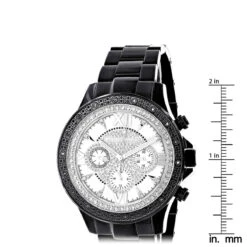 Luxurman Liberty Men's Real Diamond Watch 0.2ct Black -Luxurman luxurman watches liberty mens real diamond watch 02ct black ruler
