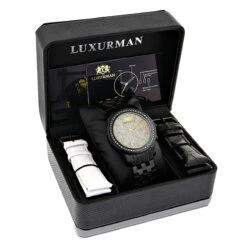 Luxurman Watches Men's Black Diamond Watch 2.25ct 8 Luxurman Watches Men's Black Diamond Watch 2.25ct -Luxurman luxurman watches mens black diamond watch 225ct box