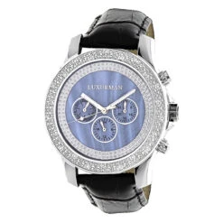 Luxurman Men's Diamond Watch 0.25ct Blue MOP