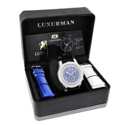 Luxurman Men's Diamond Watch 0.25ct Blue MOP -Luxurman luxurman watches mens diamond watch 025ct blue mop p 9701box