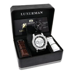 Luxurman Men's Diamond Watch 0.25ct Freeze 8 Luxurman Men's Diamond Watch 0.25ct Freeze -Luxurman luxurman watches mens diamond watch 025ct freeze p 9717box