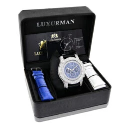 Luxurman Men's Diamond Watch 0.50ct Blue Freeze -Luxurman luxurman watches mens diamond watch 050ct blue freeze p 9712box