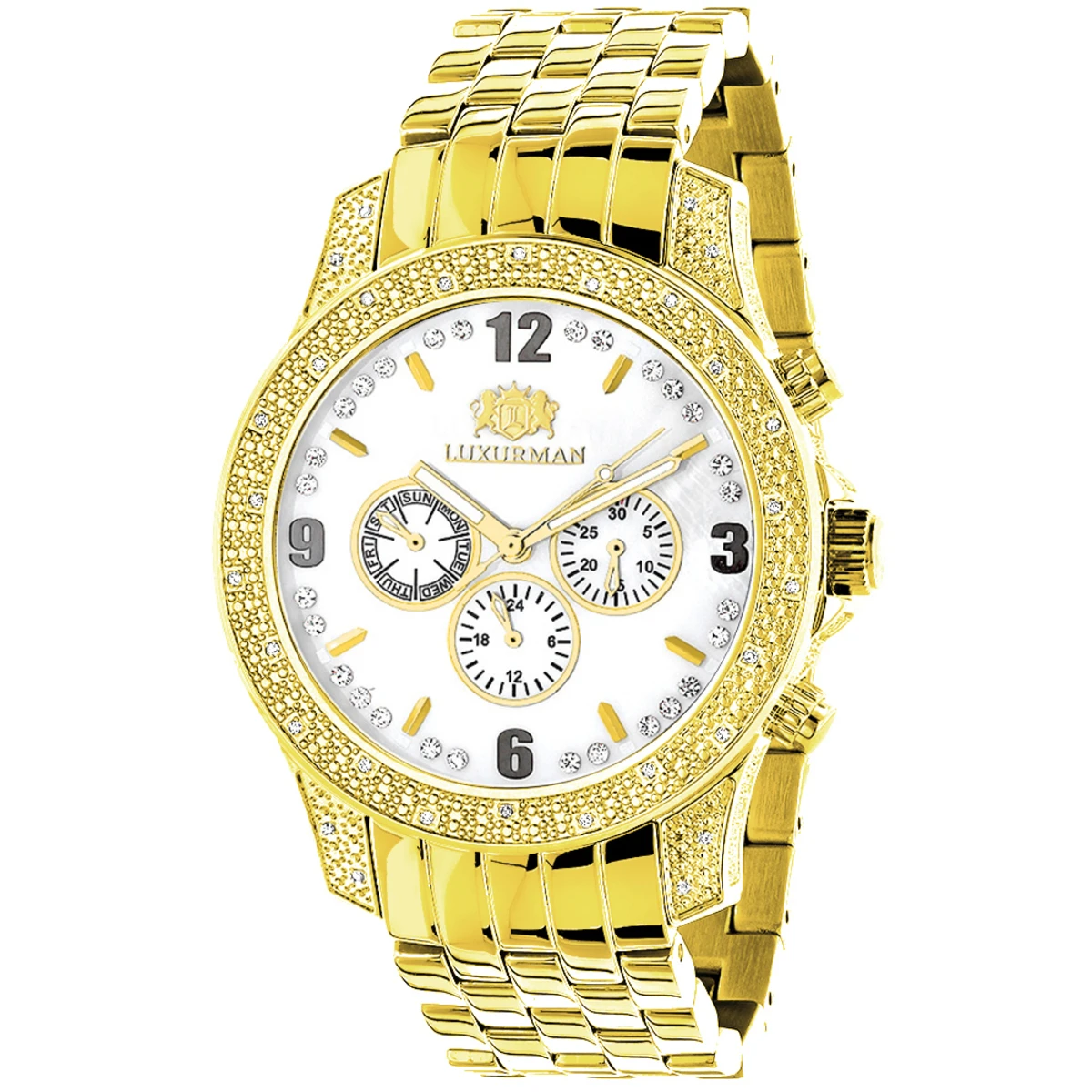 Luxurman Men's Yellow Gold Tone Diamond Watch 0.50ct 1 Luxurman Men's Yellow Gold Tone Diamond Watch 0.50ct