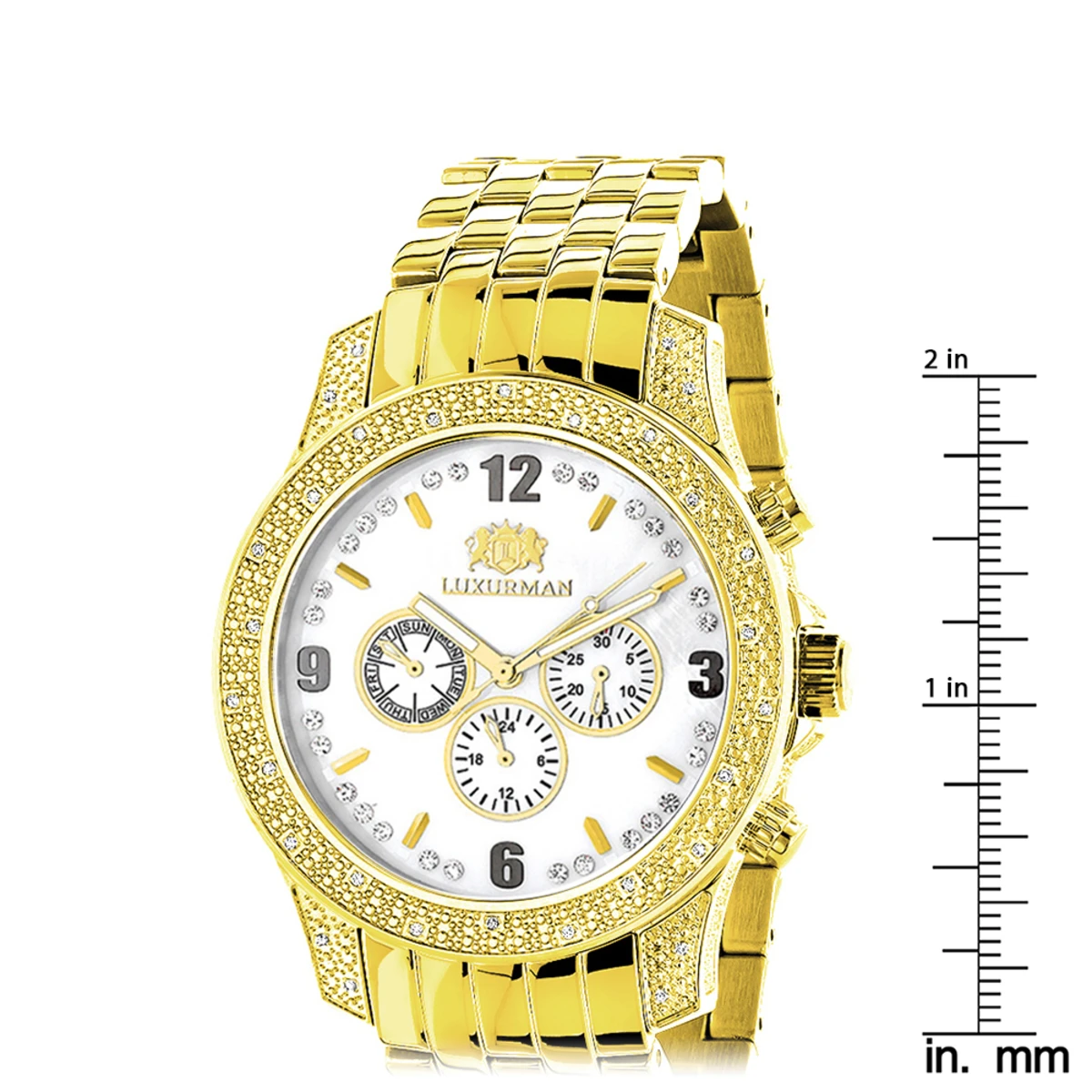 Luxurman Men's Yellow Gold Tone Diamond Watch 0.50ct 5 Luxurman Men's Yellow Gold Tone Diamond Watch 0.50ct - Image 5
