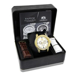 Luxurman Men's Leather Band Diamond Watch 0.50ct -Luxurman luxurman watches mens diamond watch 050ct p 8501box