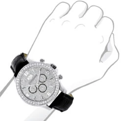 Men's Diamond Watch 3 Carat Swiss Mvt Black Leather Band Luxurman Liberty -Luxurman luxurman watches mens diamond watch 2ct p 35308 5a65d71c5e741