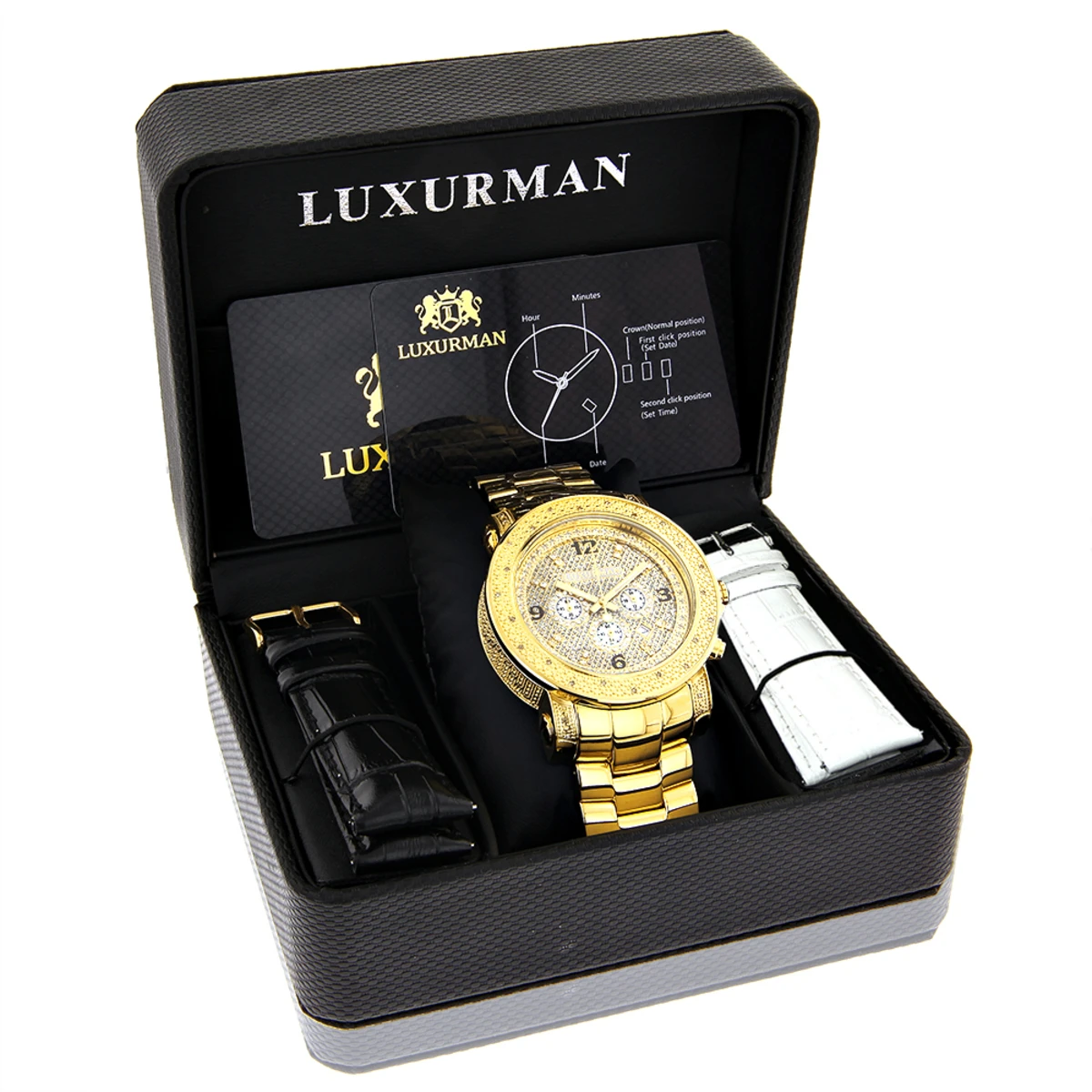 Luxurman Men's Oversized Diamond Watch 0.75ct Yellow Gold 4 Luxurman Men's Oversized Diamond Watch 0.75ct Yellow Gold - Image 4