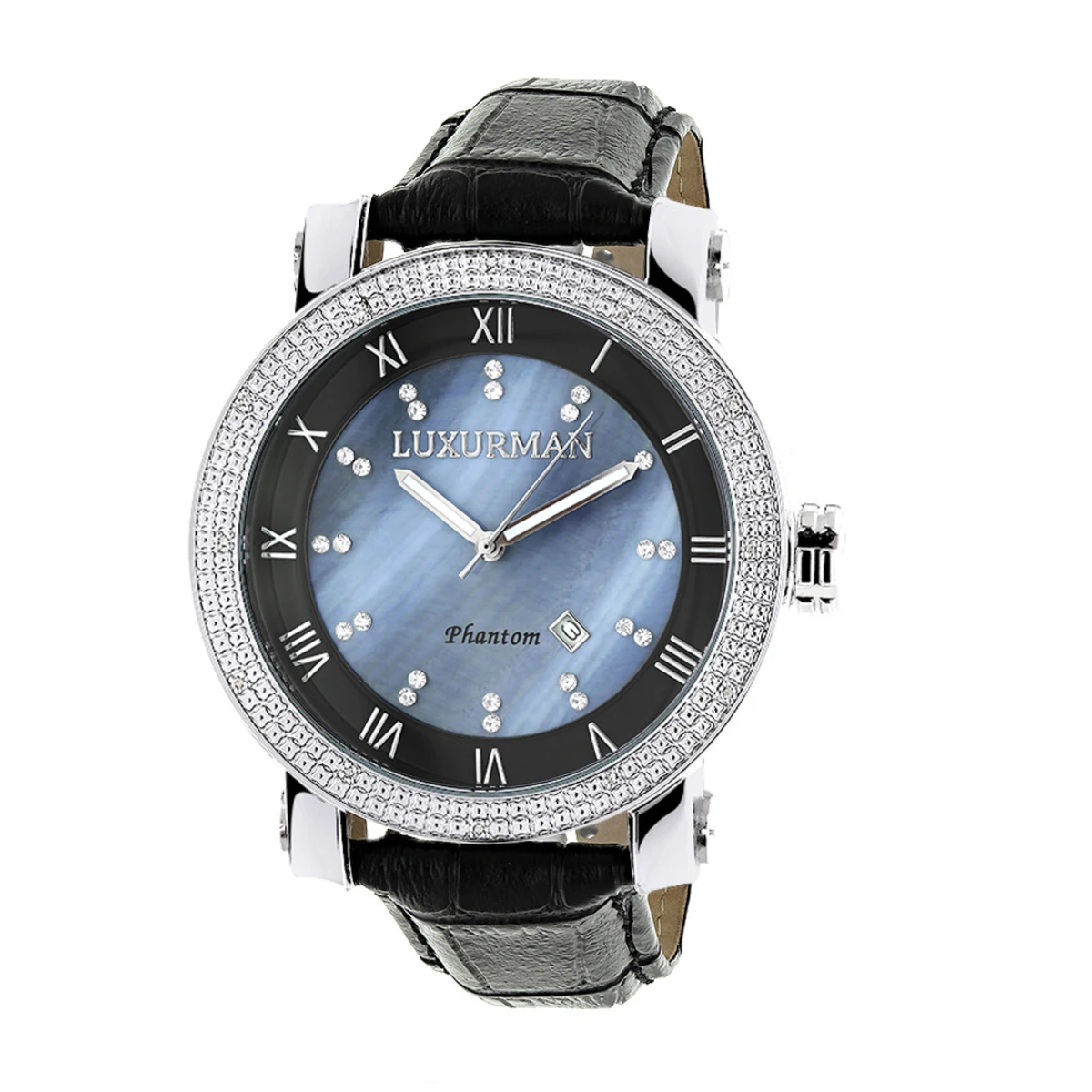 Luxurman Men's VS Diamond Watch .18ct Blue MOP 1 Luxurman Men's VS Diamond Watch .18ct Blue MOP