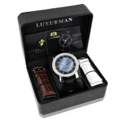 Luxurman Men's VS Diamond Watch .18ct Blue MOP 8 Luxurman Men's VS Diamond Watch .18ct Blue MOP -Luxurman luxurman watches mens vs diamond watch 18ct blue mop p 9691box