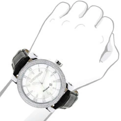 Luxurman Men's VS Diamond Watch .18ct White MOP -Luxurman luxurman watches mens vs diamond watch 18ct white mop p 9699bod