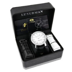 Luxurman Men's VS Diamond Watch .18ct White MOP -Luxurman luxurman watches mens vs diamond watch 18ct white mop p 9699box