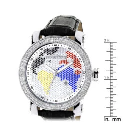 Luxurman Worldface Men's Diamond Watch 0.18ct -Luxurman luxurman watches worldface mens diamond watch 018ct p 9698 ruler