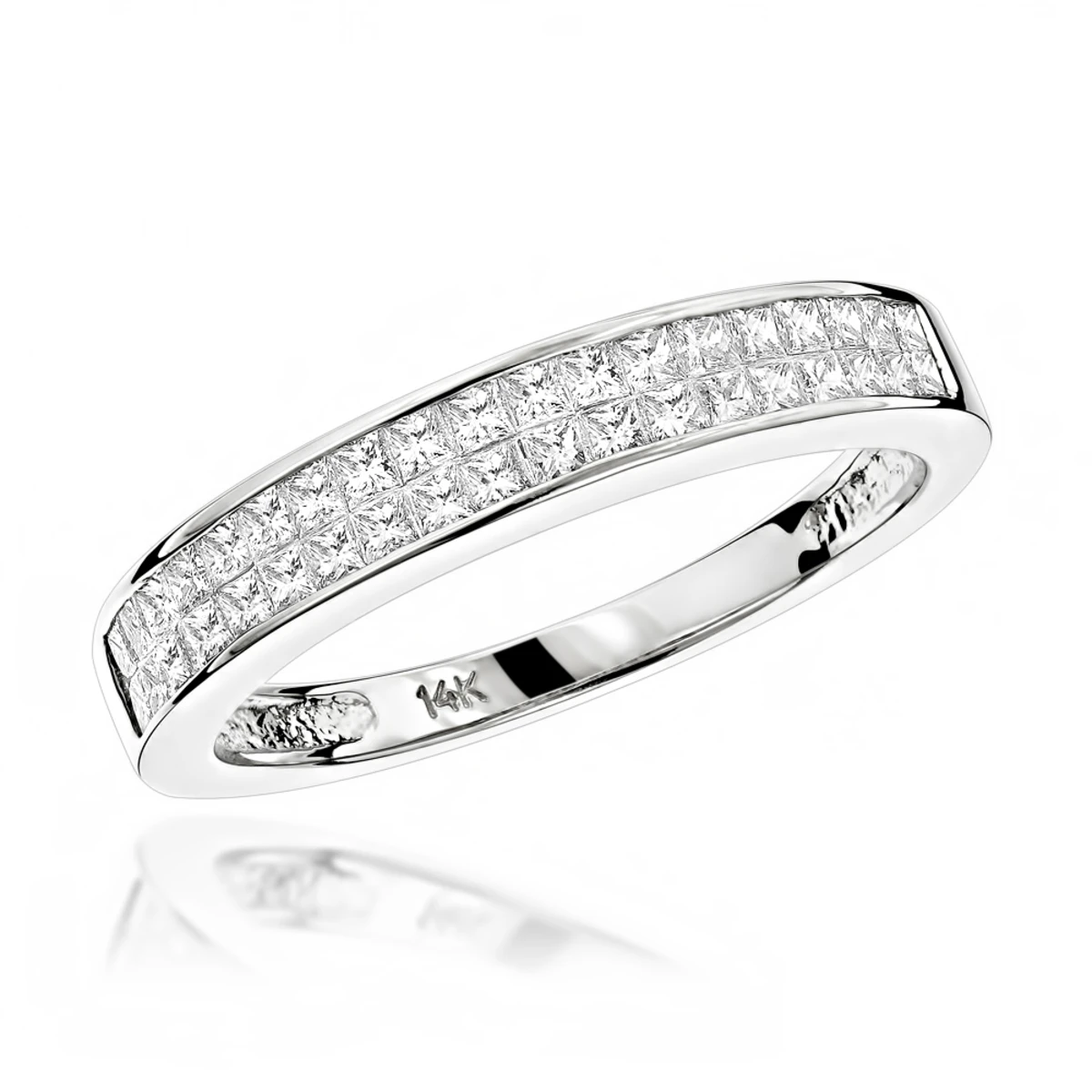 Luxurman 1 Carat Princess Cut Diamond Wedding Band 14K White Gold 1 Luxurman 1 Carat Princess Cut Diamond Wedding Band 14K White Gold