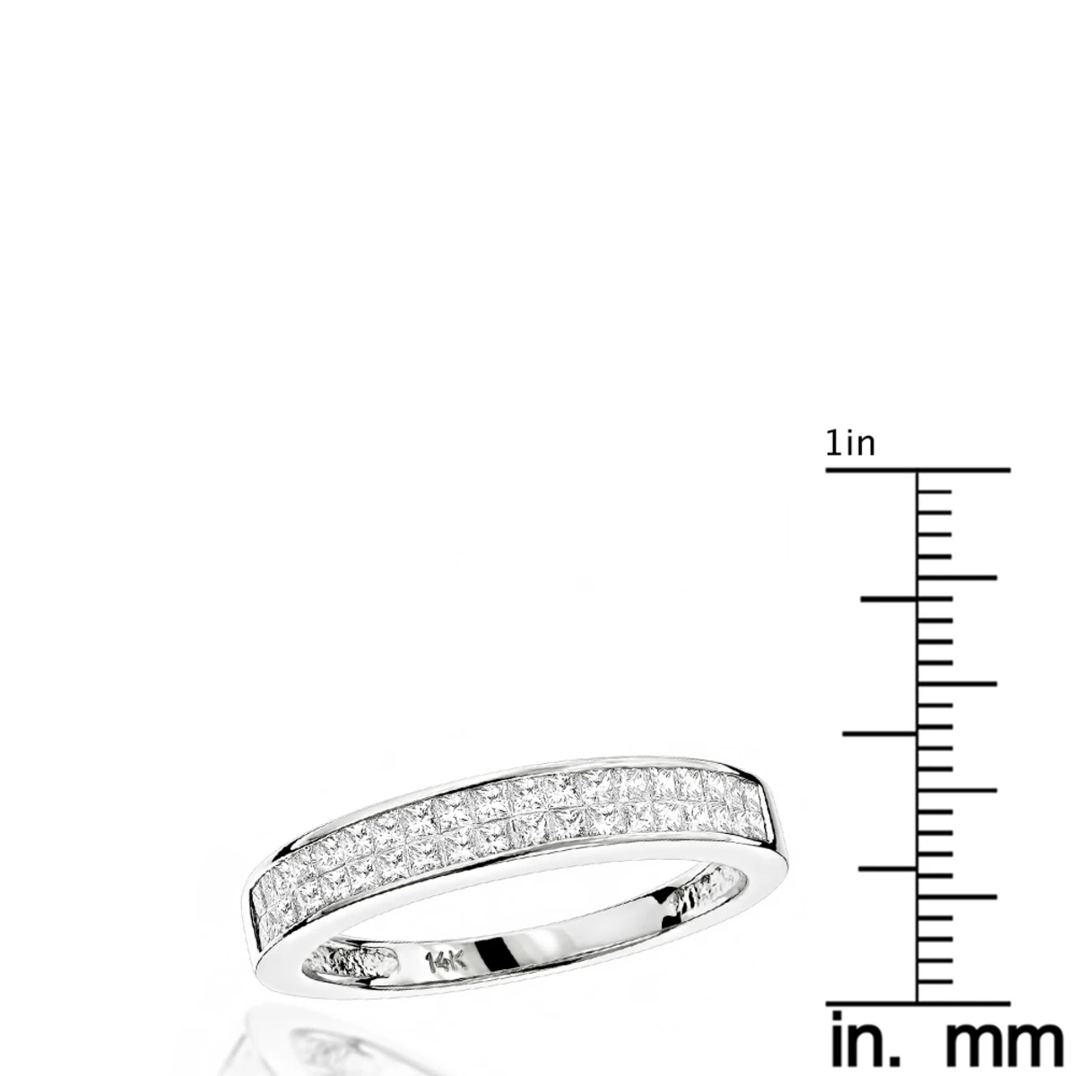 Luxurman 1 Carat Princess Cut Diamond Wedding Band 14K White Gold 6 Luxurman 1 Carat Princess Cut Diamond Wedding Band 14K White Gold - Image 6