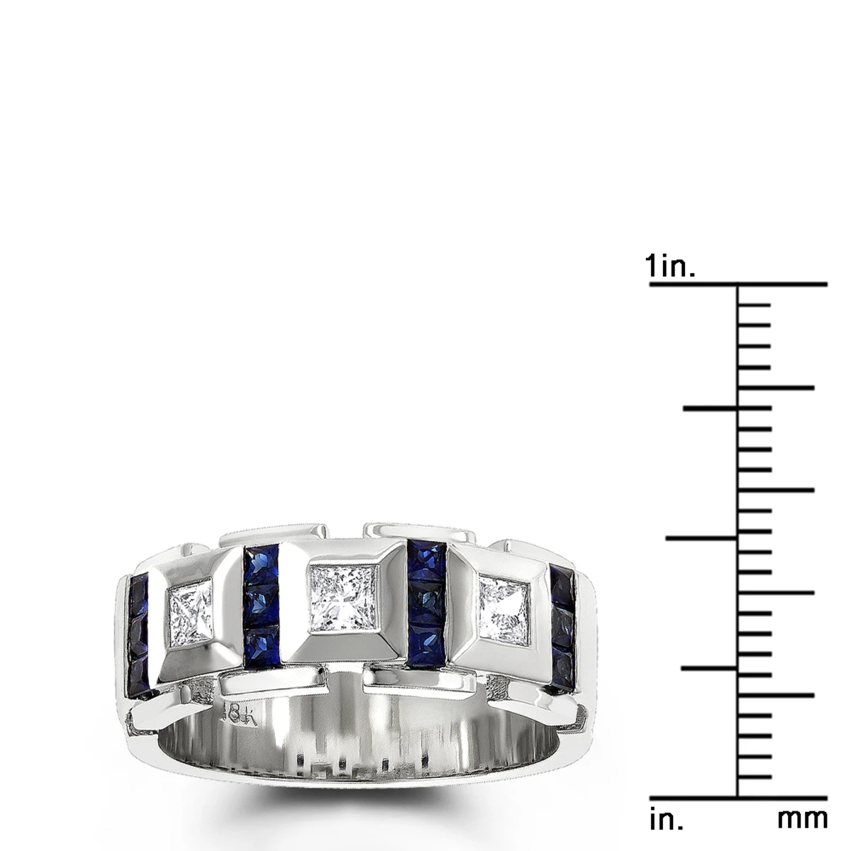 Luxurman 18K White Gold Unique Diamond And Sapphires Wedding Band For Men 6 Luxurman 18K White Gold Unique Diamond And Sapphires Wedding Band For Men - Image 6