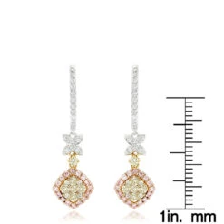 Luxurman White Yellow Pink Diamond Drop Earrings For Women 1.4ct 14K Gold -Luxurman luxurman white yellow pink diamond drop earrings for women 14ct 14k gold rulerwh