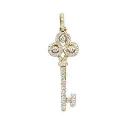 Luxurman Women's Diamond Diamond Key Pendant 18K Rose Gold 0.85ct -Luxurman luxurman womens diamond pendants diamond key pendant in 18k gold 075ct ye