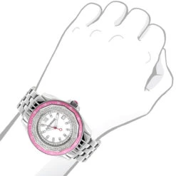 Luxurman Women's Diamond Pink Watch 0.25ct -Luxurman luxurman womens diamond pink watch 025ct 3