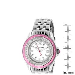 Luxurman Women's Diamond Pink Watch 0.25ct -Luxurman luxurman womens diamond pink watch 025ct ruler