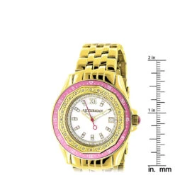 Luxurman Women's Diamond Watch 0.25ct Yellow Gold Pltd -Luxurman luxurman womens diamond watch 025ct yellow gold pltd ruler