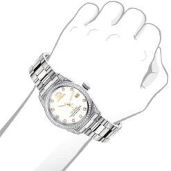 Luxurman Women's Diamond Watch Stainless Steel Tribeca 1.5ct -Luxurman luxurman womens diamond watch stainless steel tribeca 15ct bod
