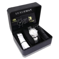 Luxurman Women's Diamond Watch Stainless Steel Tribeca 1.5ct -Luxurman luxurman womens diamond watch stainless steel tribeca 15ct box