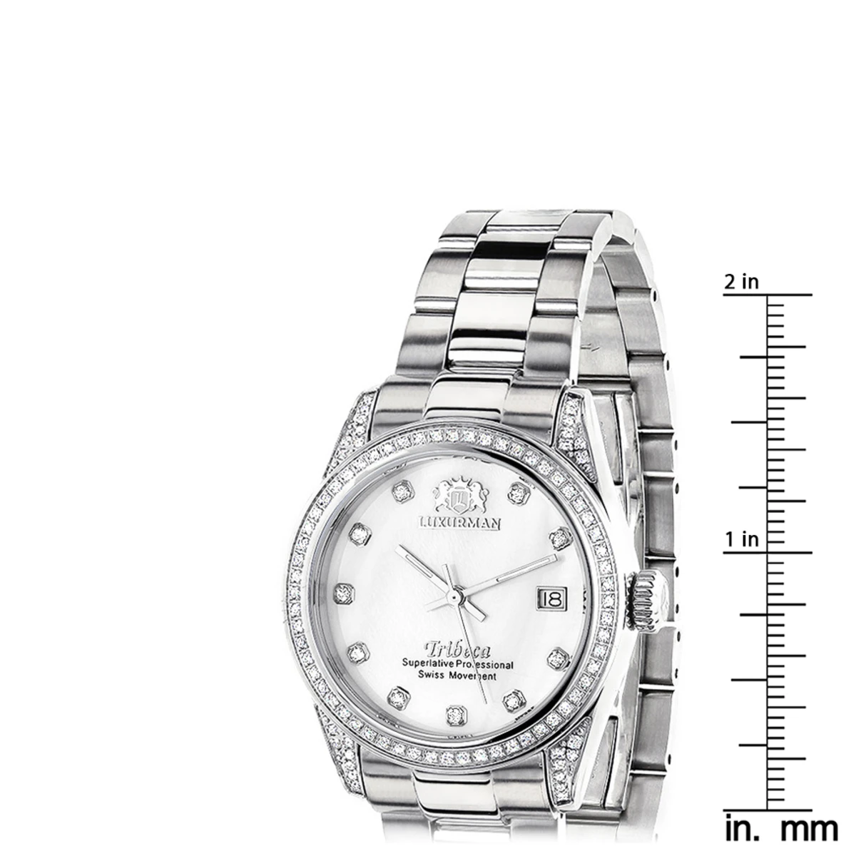 Luxurman Swiss Quartz Women's Diamond Watch Stainless Steel Band Tribeca 5 Luxurman Swiss Quartz Women's Diamond Watch Stainless Steel Band Tribeca - Image 5