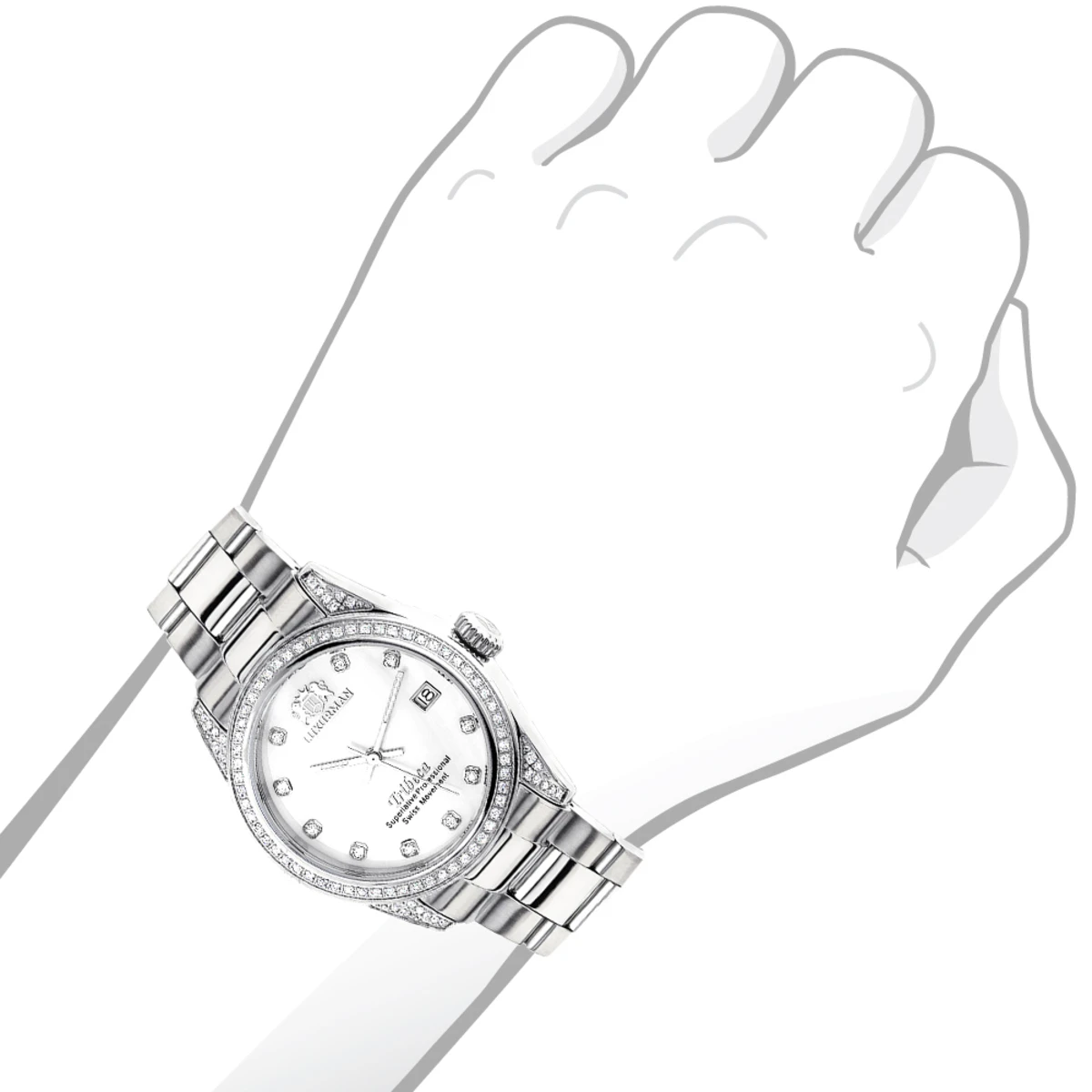 Luxurman Swiss Quartz Women's Diamond Watch Stainless Steel Band Tribeca 4 Luxurman Swiss Quartz Women's Diamond Watch Stainless Steel Band Tribeca - Image 4