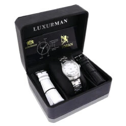 Luxurman Swiss Quartz Women's Diamond Watch Stainless Steel Band Tribeca 7 Luxurman Swiss Quartz Women's Diamond Watch Stainless Steel Band Tribeca -Luxurman luxurman womens diamond watch stainless steel tribeca15ctbox