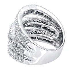 Luxurman Women's Oversized Fashion Cocktail Ring With Diamonds 3.75 14K White Gold -Luxurman luxurman womens oversized fashion cocktail ring with diamonds 375 14k gold backwh