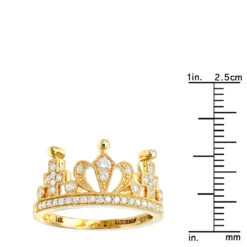 Luxurman Women's 14K Yellow Gold Queen Crown Ring With Diamonds 0.35ct -Luxurman luxurman womens rings 14k gold queen crown ring with diamonds 0 35ct rulerye