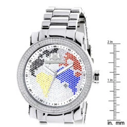 Luxurman World Map Men's Diamond Watch 0.12ct -Luxurman luxurman world map mens diamond watch 012ct p 8539 ruler