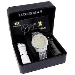 Luxurman Wrist Men's Diamond Watch 1.25ct -Luxurman luxurman wrist watches mens diamond watch 125ct p 9284box