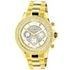 Luxurman Yellow Gold Tone Men's Diamond Watch 0.2ct Swiss Quartz Metal Band