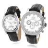 Matching His And Hers Luxurman Real Diamond Watch With Leather Band White MOP