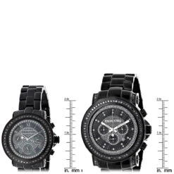 Matching His And Hers Black Diamond Watch Set By Luxurman 5.15ct -Luxurman matching his and hers watches black diamond watch set by luxurman 515ct ruler