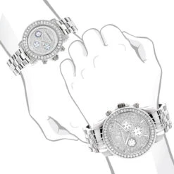 Matching His And Hers Luxurman Diamond Bezel Watch Set 6ct -Luxurman matching his and hers watches luxurman diamond bezel watch set 6ct 3