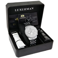Matching His And Hers Luxurman Diamond Bezel Watch Set 6ct -Luxurman matching his and hers watches luxurman diamond bezel watch set 6ct 4