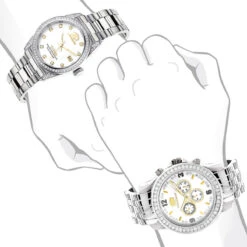 Matching His And Hers Luxurman Diamond Watch Set Gold Plated 4ct -Luxurman matching his and hers watches luxurman diamond watch set gold plated 4ct bod