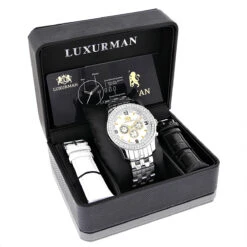 Matching His And Hers Luxurman Diamond Watch Set Gold Plated 4ct -Luxurman matching his and hers watches luxurman diamond watch set gold plated 4ct box