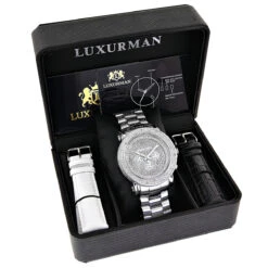 Matching His And Hers Luxurman Oversized Diamond Watch Set 0.55ct -Luxurman matching his and hers watches luxurman oversized diamond watch set 055ct 4