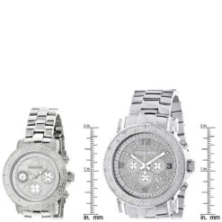 Matching His And Hers Luxurman Oversized Diamond Watch Set 0.55ct -Luxurman matching his and hers watches luxurman oversized diamond watch set 055ct ruler