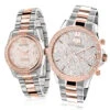 Matching His And Hers Luxurman Rose Gold Diamond Watch Set 1.7ct