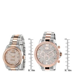 Matching His And Hers Luxurman Rose Gold Diamond Watch Set 1.7ct -Luxurman matching his and hers watches luxurman rose gold diamond watch set 17ct ruler
