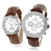 Matching His And Hers Luxurman White Gold Plated Diamond Watch Set