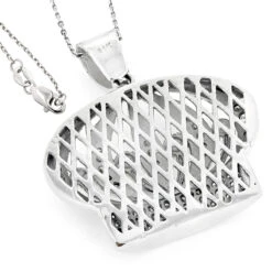 Men's 14K White Gold Crown Diamond Pendant 1.37ct -Luxurman mens 14k gold crown diamond pendant 137ct p 5928 backwh